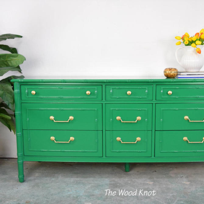 Thomasville Faux Bamboo Lacquer Dresser From The Wood Knot Of