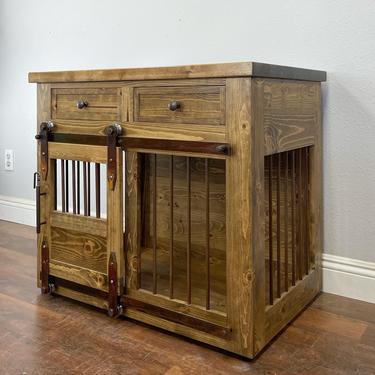 Rustic Dog Crate - Sliding barn doors / Fully Custom / Dog House ...