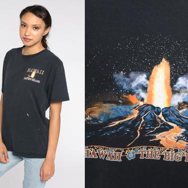 90s Hawaii Tshirt Volcano Shirt Moon Star Shirt Big Island Surfer Shirt Surf Black Graphic Tee Retro 1990s T Shirt Medium 