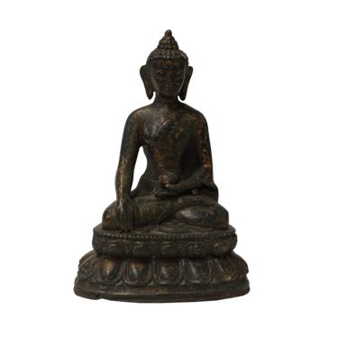 Chinese Vintage Distressed Marks Metal Sitting Meditation Buddha Statue ws1575E 