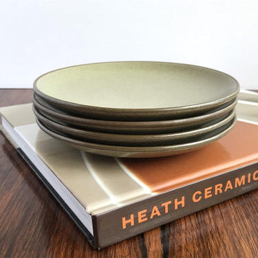 Vintage Heath Ceramics Sage Green Bread and Butter Plates - Set of 4 - Coupe Line 