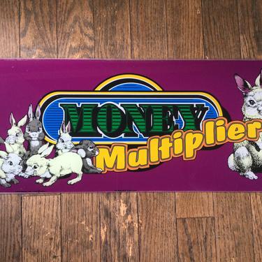 Casino Glass Sign Money Multiplier Glass Arcade Bar Art Slots Panel Vintage 1 Arm Bandit Gambling Artwork Design Easter Bunny Rabbit 