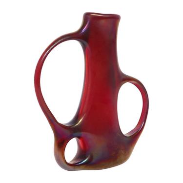 Giorgio Ferro Hand-Blown Red Glass "Anse Volante" Vase 1952