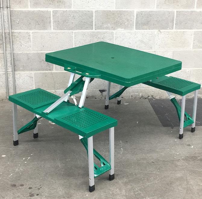 Vintage Folding Picnic Table Retro 1990s Camping Furniture + Green