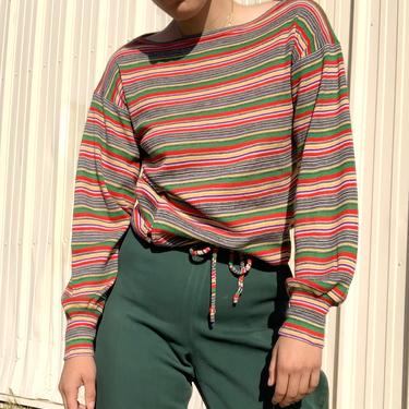 1970s Striped Rainbow Knit Top