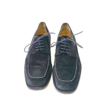 Johnston and Murphy Domani Men's 12 D Black Suede Leather Italian Shoes Lace Up 