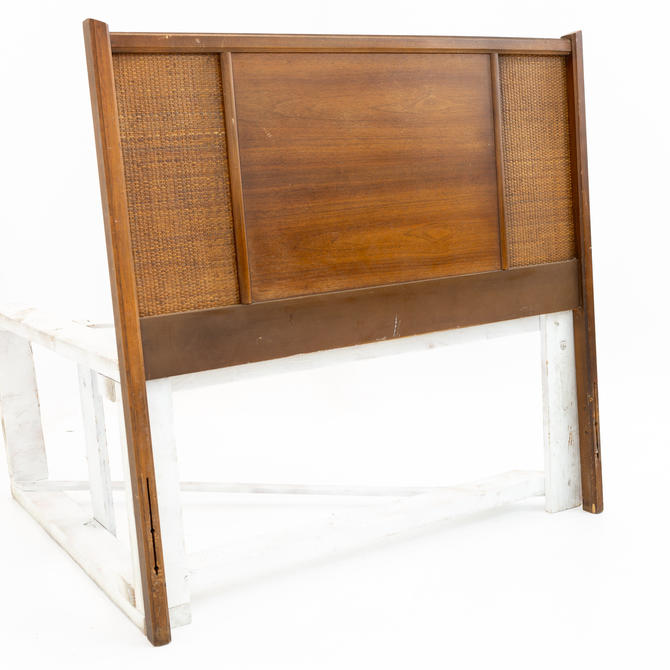 Mid Century Walnut and Cane Twin Size Headboard mcm from Modern Hill