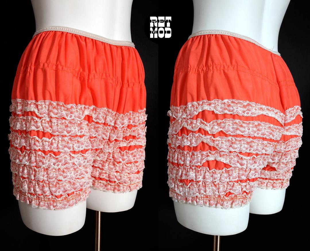 Cutie Pie Vintage Coral Colored Ruffle Bloomers Pettipants