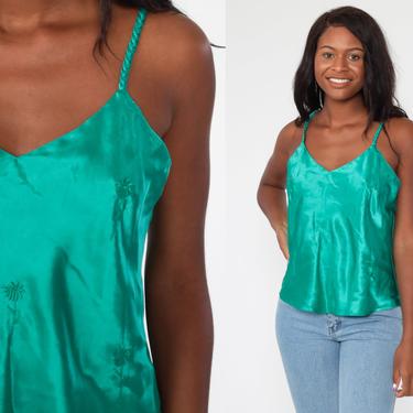 Green satin cami top online