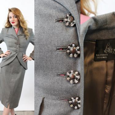 1950s 1951 LILLI ANN suit cutaway jacket xs small | new fall 
