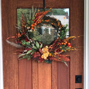 Rustic pampas, grevillea and everlasting fall wreath, rust fern, golden hydrangea, fall grass wreath, Curb Appeal, Autumn Decor, Fall wreath 