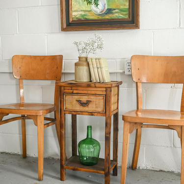 vintage french bamboo and rattan side table