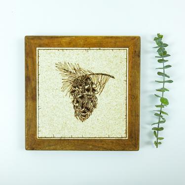 Vintage Pine Cone Tile Trivet / Vintage Pine Cone Art 