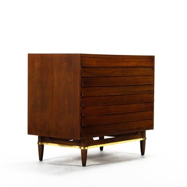 Merton Gershun for American of Martinsville Walnut Dresser with Brass Detailing 
