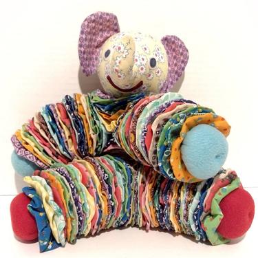 Vintage Handmade Bolivia Yoyo Doll Cloth Fabric Elephant 14" 