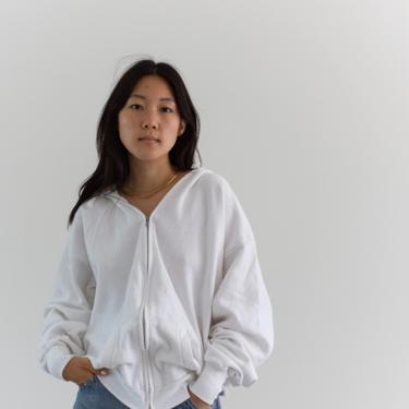 Vintage White Zip Sweatshirt | Healthknit Hoodie | Made in USA | L XL | 