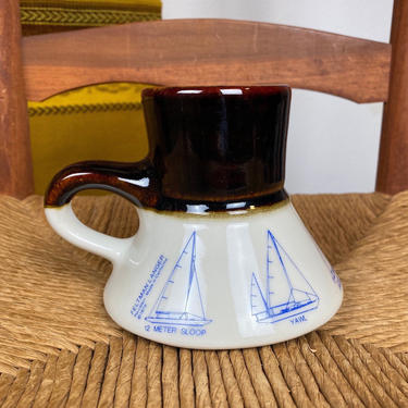 Vintage 1989 No Spill Coffee Mug, Coffee Beans, Feltman Langer Company,  Made in California 
