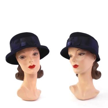 1930s Navy Blue Cloche Hat - 1930s Womens Hat - 1930s Cloche - Vintage Cloche - 1930s Blue Hat - Womens Blue Hat - 1930s Hat - Vintage Hat 