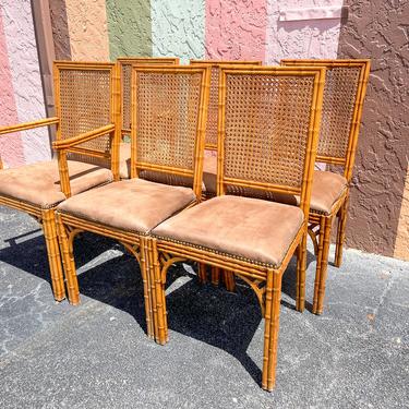 Set of Six Faux Bamboo Cane Chairs
