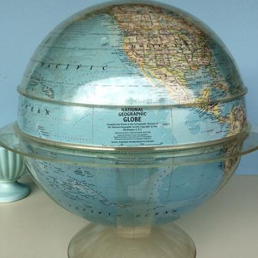 National Geographic World Globe of 1961 in Lucite Base 