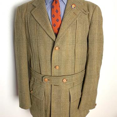 Vintage 1960s HARRODS Wool Tweed NORFOLK Jacket ~ 42 to 44