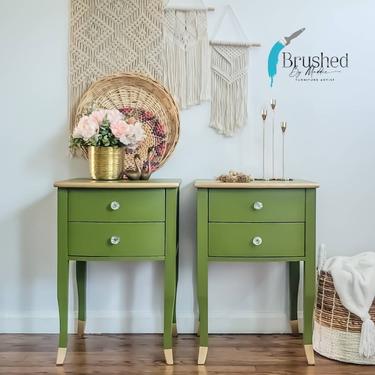 Green set of nightstands/side tables by Brushed