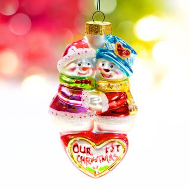 VINTAGE: Our 1st Christmas Snowman Ornament - Blown Figural Ornament - Hand Painted Ornament - Mercury Ornament - SKU 30-402-00014038 