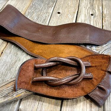 VINTAGE: Italian Brown Leather Belt - Andy 75 - Leather Belt - Hook Belt - SKU 3-D1-00011903 