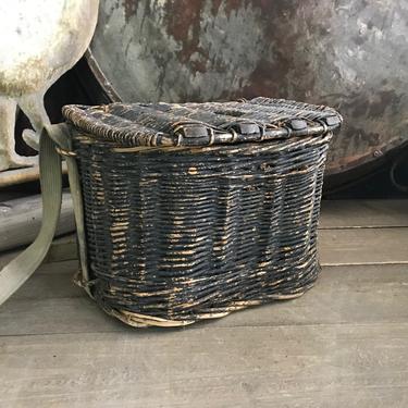 French Willow Basket, Fly Fishing Creel Basket, Large Size, Canvas