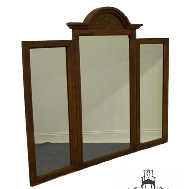 STANLEY FURNITURE Walnut Italian Neoclassical 59&quot; Tri-Fold Dresser Mirror 