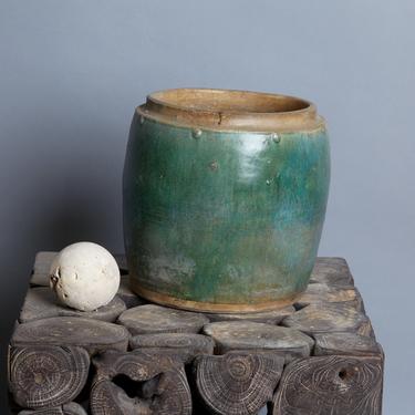 19th Century Green Salt Glazed Storage Jar from Borneo