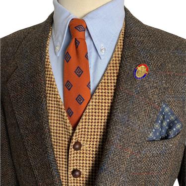 Vintage 100% WOOL TWEED Blazer ~ 42 to 44 R ~ Herringbone ~ jacket / sport coat ~ Preppy / Ivy League / Trad ~ Stafford British Collection 
