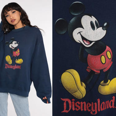 Disneyland Sweatshirt Mickey Mouse Shirt 90s Sweater 80s Navy Shirt Cartoon Blue Crewneck Vintage Retro Extra Large xxl 2xl 