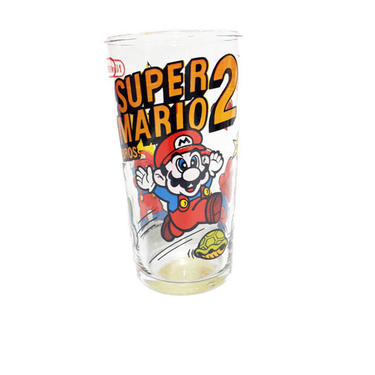 Vintage Glassware - Vintage Super Mario Bros 2 Tumbler, 1989 Nintendo Drinking Glass, NES, Vintage Video Game Memorabilia, Kitchen Kitsch 