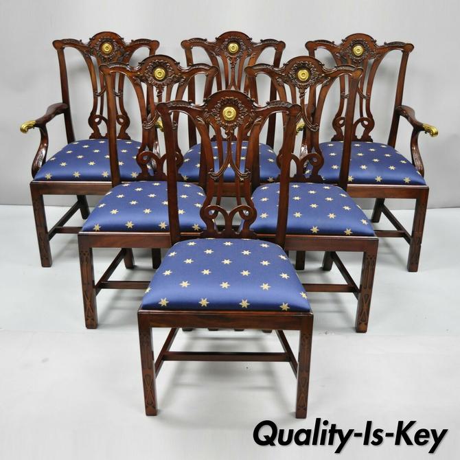 Set Of 6 Maitland Smith Mahogany Chippendale Style Dining