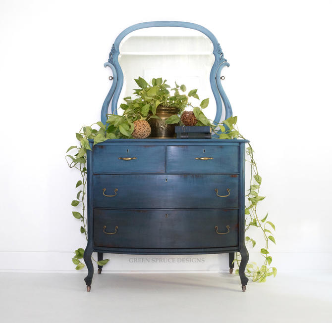 Sold Sold Blue Bohemian Ombre Vintage Antique Dresser Chest Of