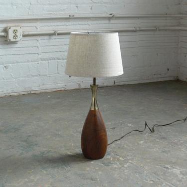 Vintage Laurel Walnut & Brass Table Lamp (2 Available) 