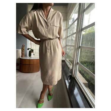 vintage minimalist shirtwaisted pure silk essential dress 