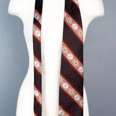 Vintage Oleg Cassini Necktie Mens Tie 1970's, 1960's Brown Wide Designer Mans Suit Mid Century Cravat 
