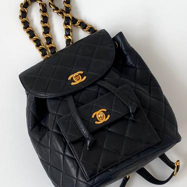 Vintage CHANEL TRIPLE CC Turn-lock Logo Black Quilted Leather