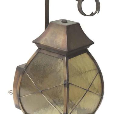 Vintage Light Amber Glass &#038; Brass Wall Lantern