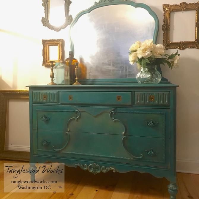 Multi-Colored Antique Dresser with Mirror | Tanglewood Works