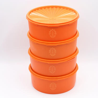 Boîte Tupperware Vintage Orange Avec Couvercle - Années 70