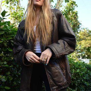 vintage brown leather jacket / vintage brown leather coat