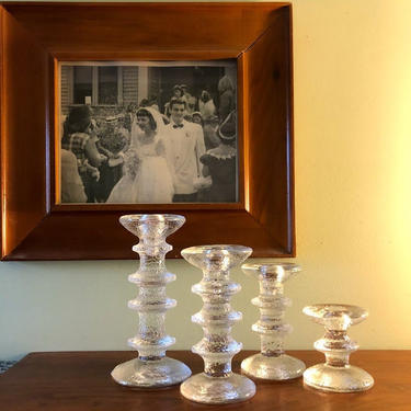 Vintage Mid Century Iitalia Festivo Glass Candle Sticks by Timo Sarpaneva Finland Scandinavian design 