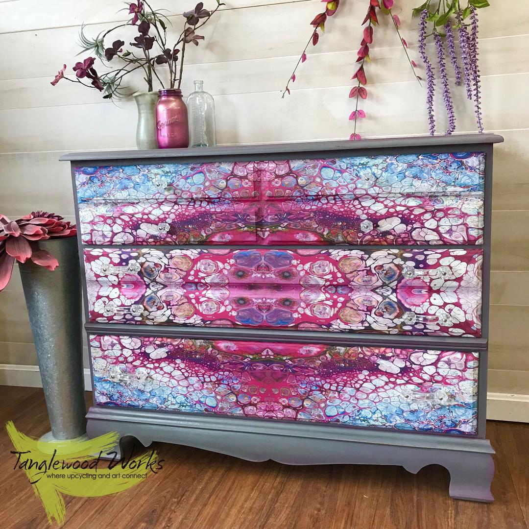Dirty Pour Decoupaged Dresser From Tanglewood Works Of Hyattsville