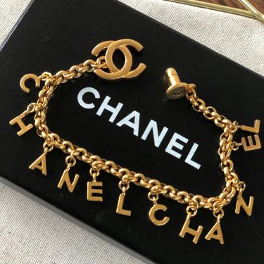 Vintage 90's CHANEL CC LOGO Letters Monogram Gold Plated Charm