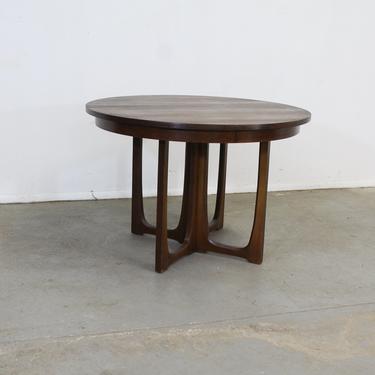 Mid Century Modern Round Walnut Brasilia Dining Table w Sculpted Base 