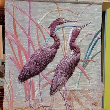 Woven Textile Wall Art Heron's by Don Freedman 