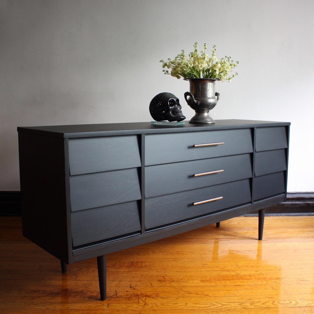 Matte Black Mid Century Modern Dresser by Dixie//Vintage MCM ...